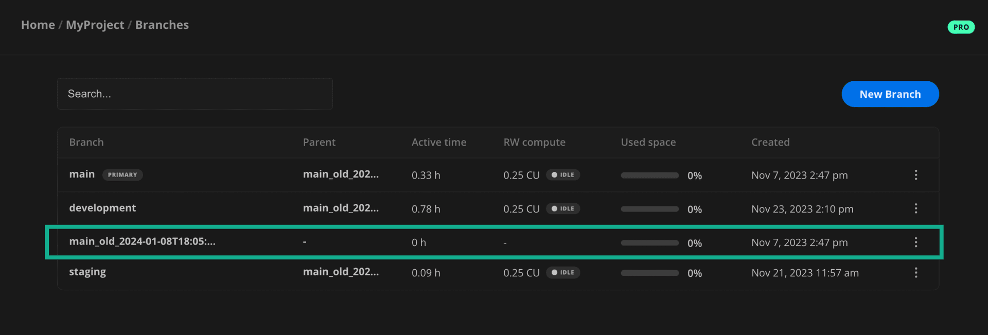 branch restore backup branch